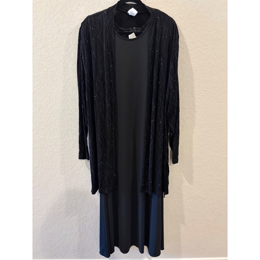 Praise Hymn Fashions Black Glitter Knit Maxi Dress and Cardigan Set Size L M
